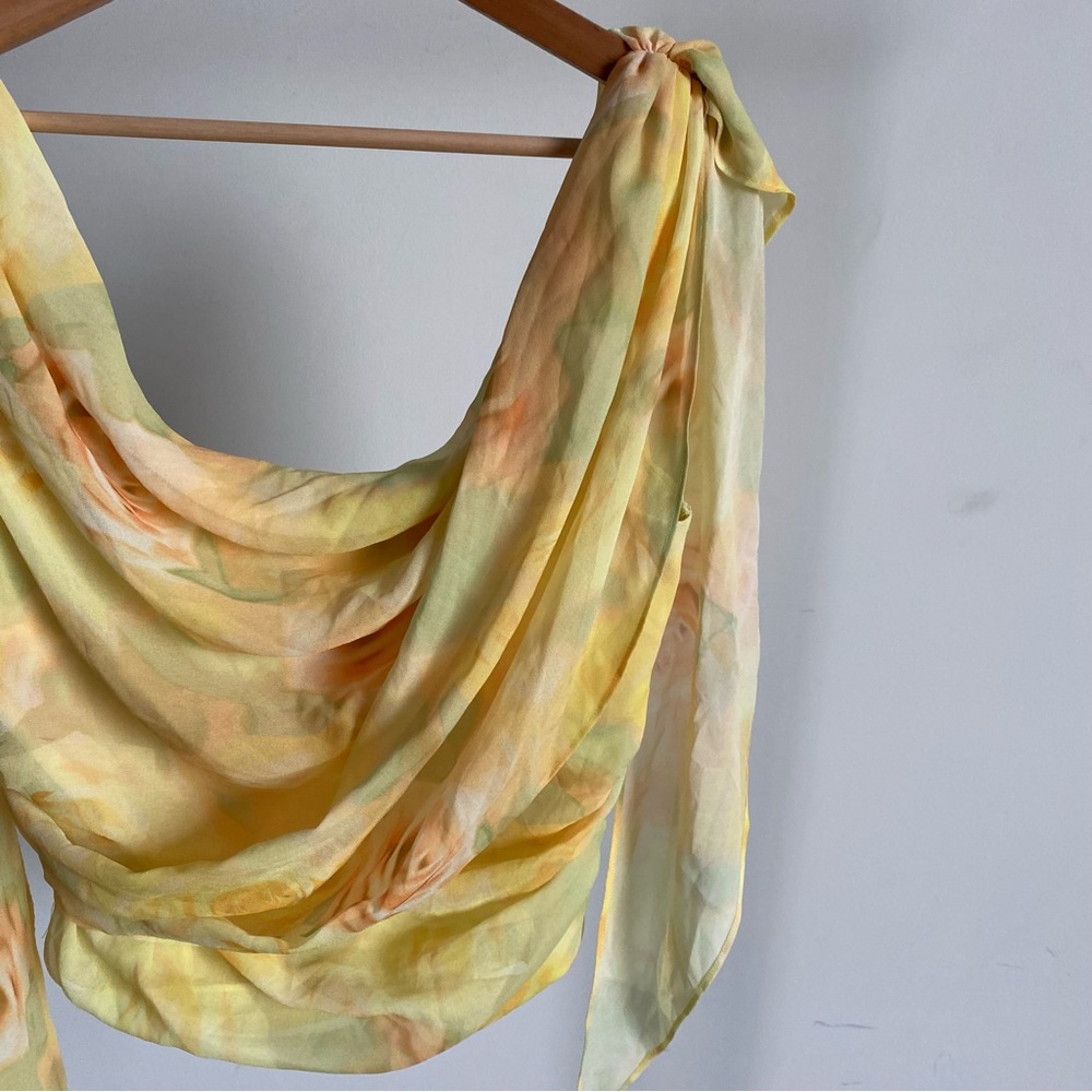 $243 NWT Yellow For Love And Lemons “Harper” Draped Corset Top Sz Medium - Picture 4 of 12